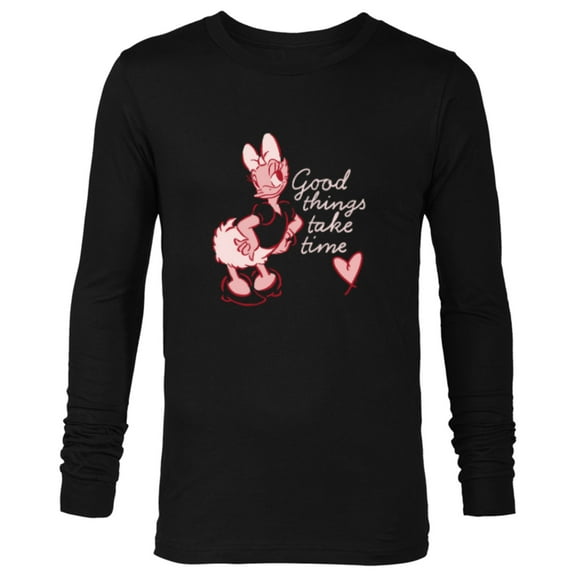 Disney Daisy Duck Retro Vintage Heart Good Things Take Time - Long Sleeve T-Shirt for Men - Customized-Black