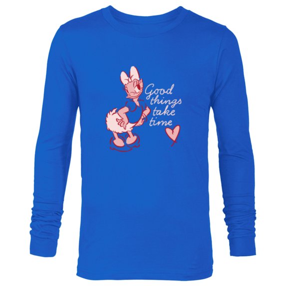 Disney Daisy Duck Retro Vintage Heart Good Things Take Time - Long Sleeve T-Shirt for Men - Customized-Navy