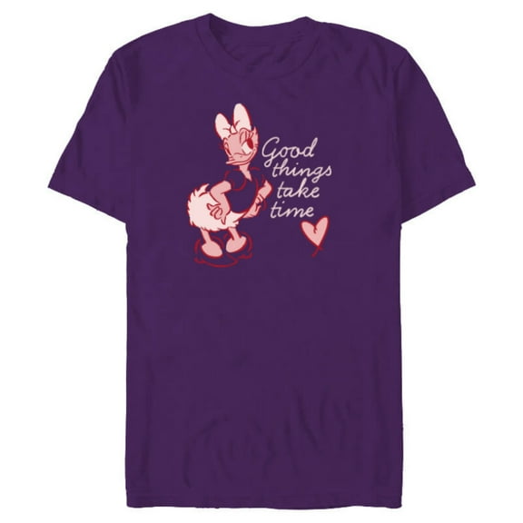 Disney Daisy Duck Retro Vintage Heart Good Things Take Time - Short Sleeve Blended T-Shirt for Adults - Customized-Purple