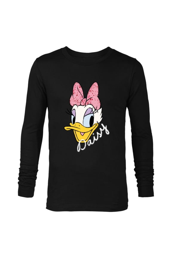 Daisy Duck Sassy & Glamorous Speckled Bow and Name - Long Sleeve T-Shirt for Men - Customized-Black
