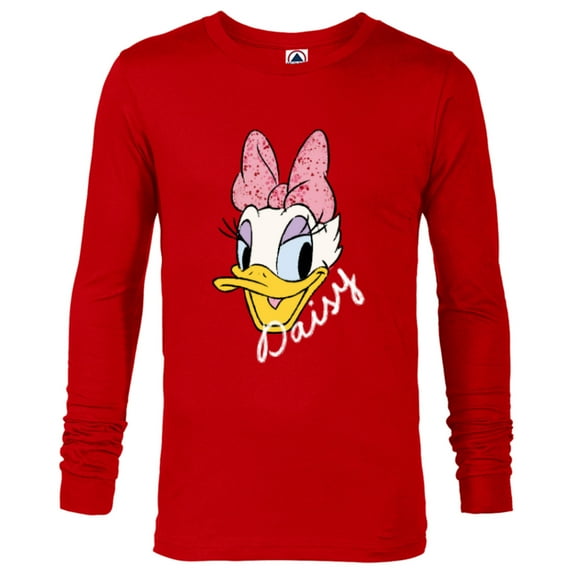 Disney Daisy Duck Sassy & Glamorous Speckled Bow and Name - Long Sleeve T-Shirt for Men - Customized-New Red