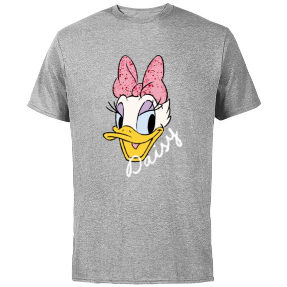 Disney Daisy Duck Sassy & Glamorous Speckled Bow and Name - Short Sleeve Cotton T-Shirt for Adults - Customized-Athletic Heather