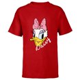 thumbnail image 1 of Disney Daisy Duck Sassy & Glamorous Speckled Bow and Name - Short Sleeve T-Shirt for Kids - Customized-Red, 1 of 5