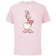 thumbnail image 1 of Disney Daisy Duck Sassy in White & Pink Pose with Plaid Top - Short Sleeve Cotton T-Shirt for Adults - Customized-Soft Pink, 1 of 5