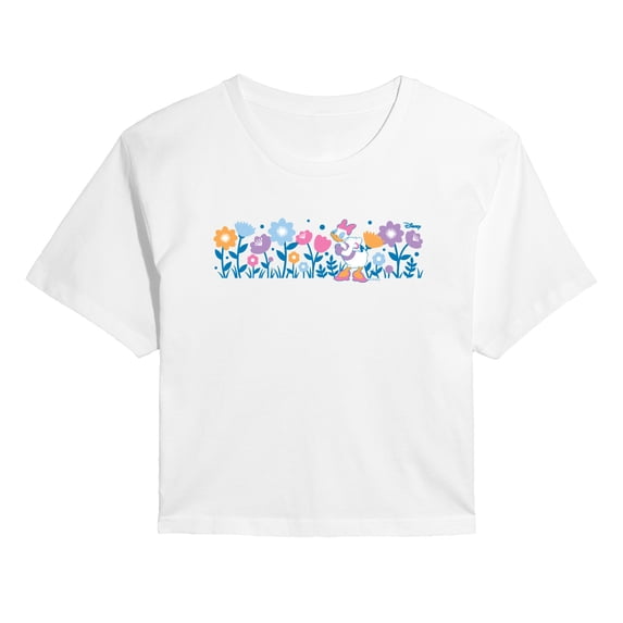 Disney - Daisy Flowers - Juniors Cropped Short Sleeve Graphic T-Shirt