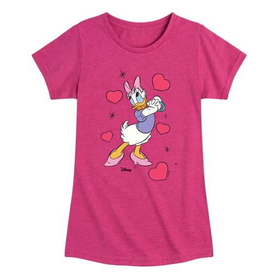 Disney - Daisy Hearts Girls' Fitted Short Sleeve Graphic T-Shirt