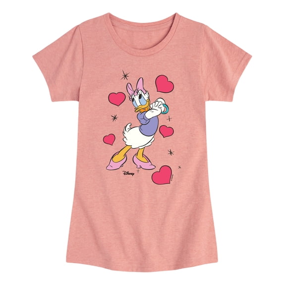 Disney - Daisy Hearts Girls' Fitted Short Sleeve Graphic T-Shirt