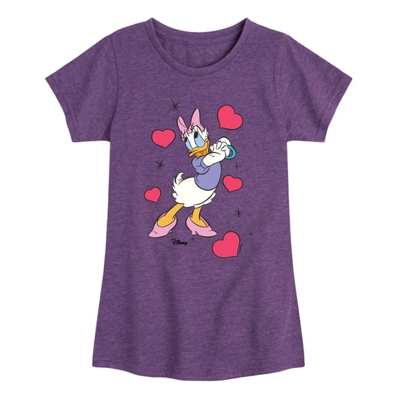Disney - Daisy Hearts Girls' Fitted Short Sleeve Graphic T-Shirt