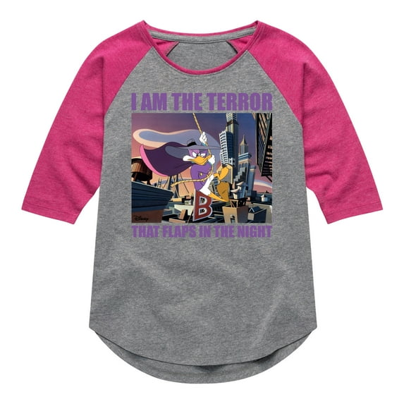 Disney - Darkwing Duck - I Am the Terror - Toddler & Youth Girls Raglan Graphic T-Shirt