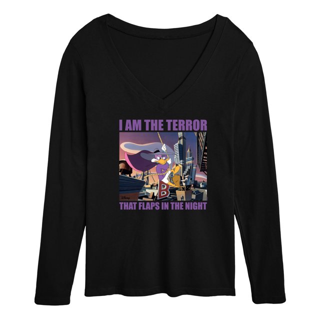 Disney Darkwing Duck I Am the Terror Women's Long Sleeve VNeck