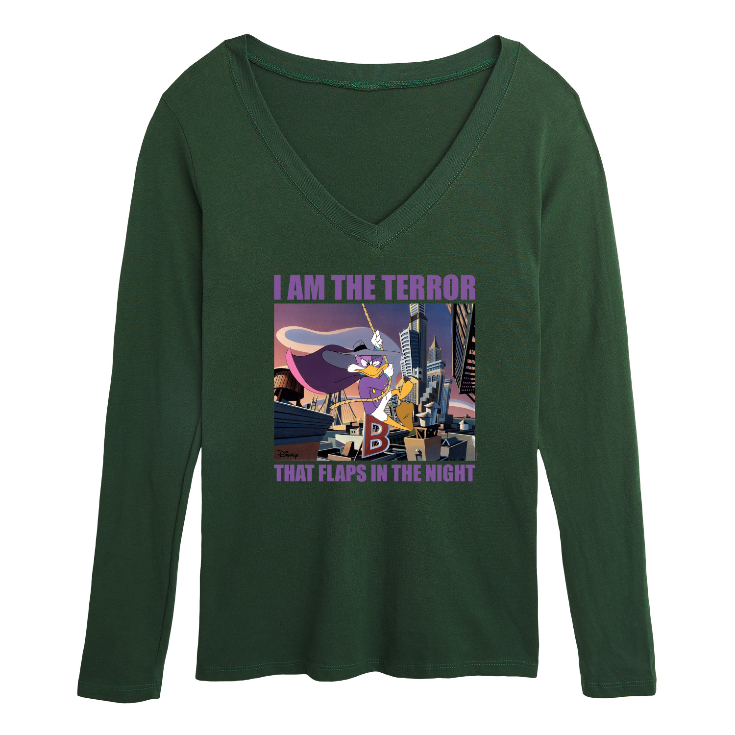 Disney Darkwing Duck I Am the Terror Women's Long Sleeve VNeck