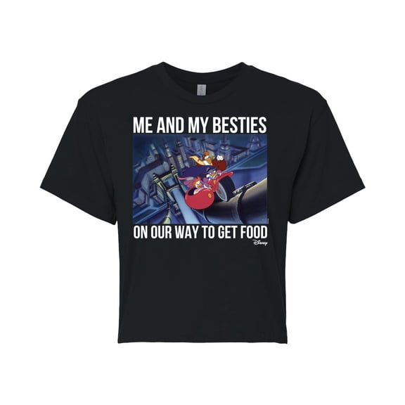 Disney - Darkwing Duck - Me & My Bestie Getting Food - Juniors Cropped Cotton Blend T-Shirt