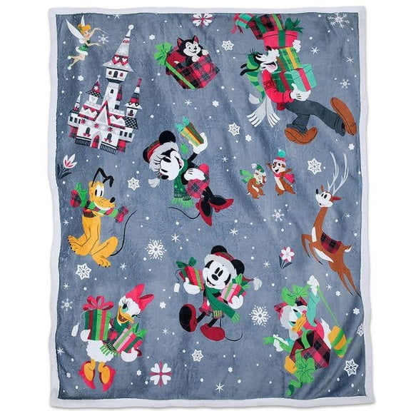 Disney Deluxe Reversible Throw Blanket - Santa Mickey and Friends