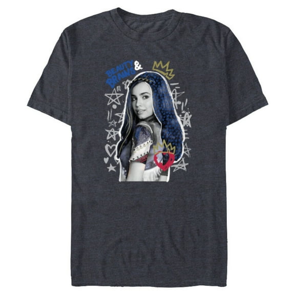 Disney Descendants 2 Evie Collage - Short Sleeve Blended T-Shirt for Adults -Customized-Navy Heather