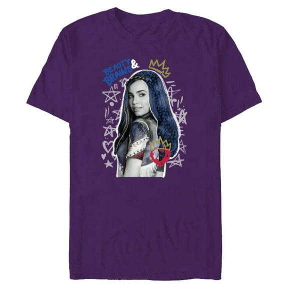 Disney Descendants 2 Evie Collage - Short Sleeve Blended T-Shirt for Adults -Customized-Purple