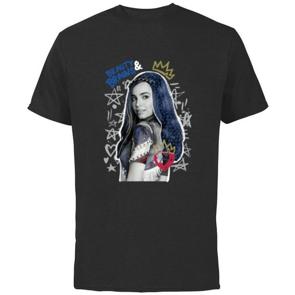 Disney Descendants 2 Evie Collage - Short Sleeve Cotton T-Shirt for Adults -Customized-Black