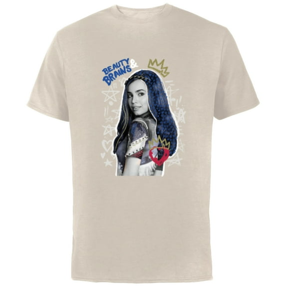 Disney Descendants 2 Evie Collage - Short Sleeve Cotton T-Shirt for Adults -Customized-Natural