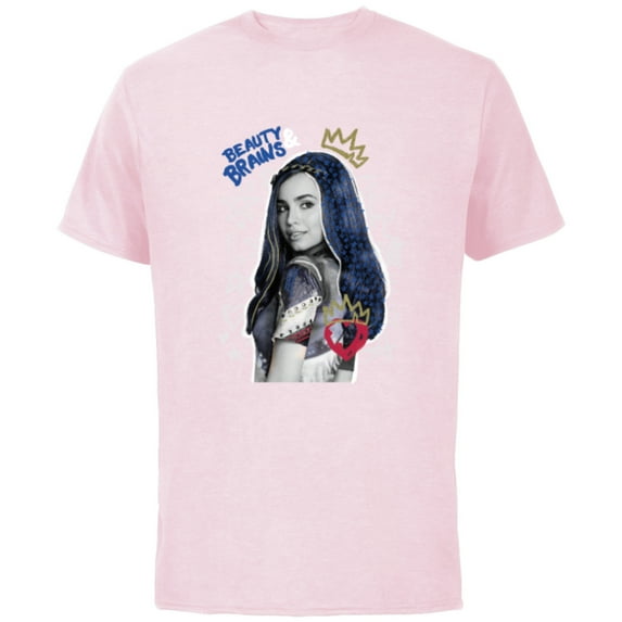 Disney Descendants 2 Evie Collage - Short Sleeve Cotton T-Shirt for Adults -Customized-Soft Pink