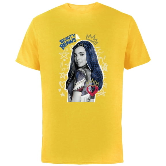 Disney Descendants 2 Evie Collage - Short Sleeve Cotton T-Shirt for Adults -Customized-Yellow