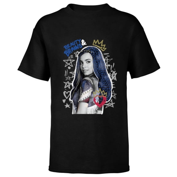 Disney Descendants 2 Evie Collage - Short Sleeve T-Shirt for Kids -Customized-Black