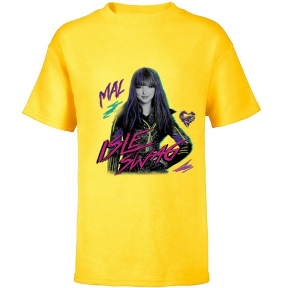 Disney Descendants 2 Mal Isle Swag - Short Sleeve T-Shirt for Kids -Customized-Yellow