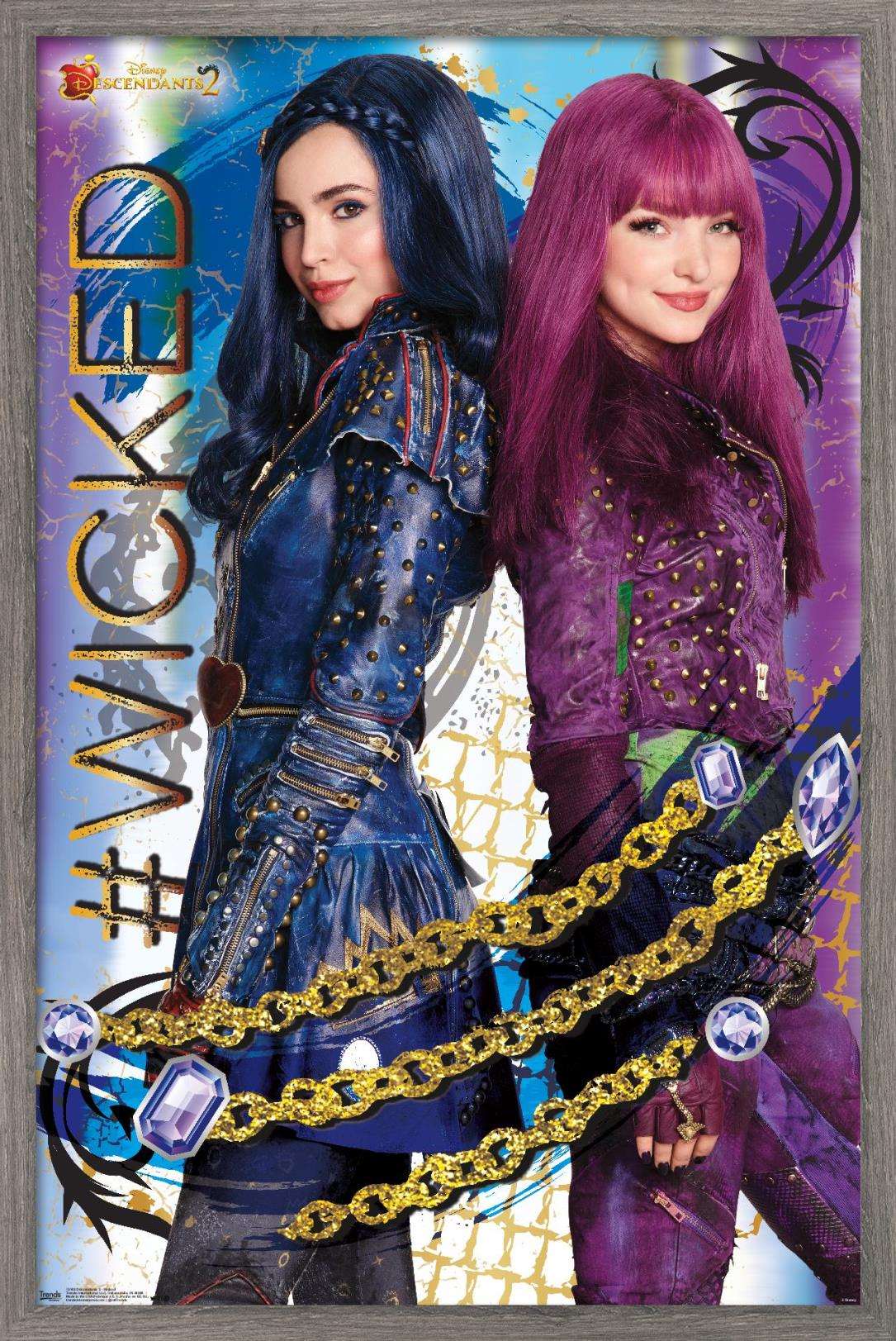 Disney Descendants 2 - Wicked Wall Poster, 14.725" x 22.375", Framed