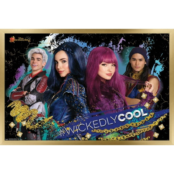 Disney Descendants 2 - Wickedly Cool Wall Poster, 14.725" x 22.375", Framed