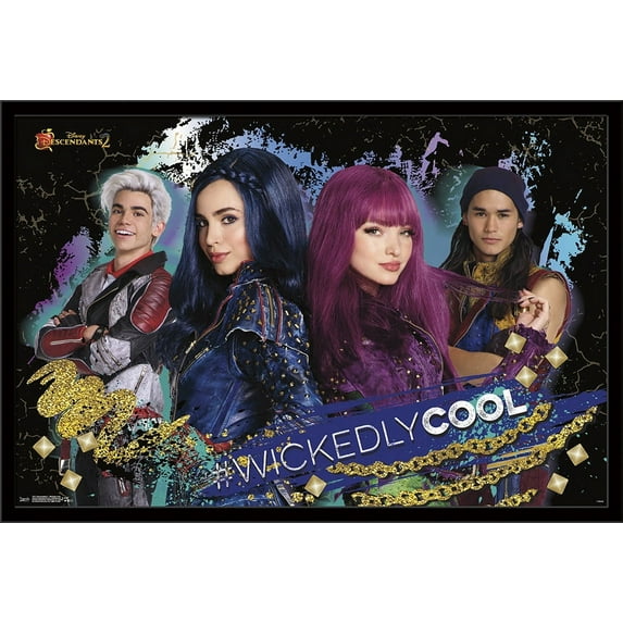 Disney Descendants 2 - Wickedly Cool Wall Poster, 22.375" x 34", Framed