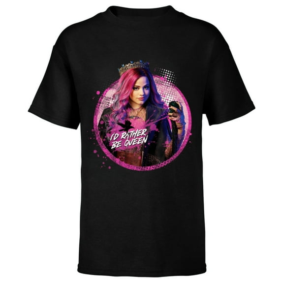Disney Descendants 3 Audrey I'd Rather Be Queen - Short Sleeve T-Shirt for Kids -Customized-Black