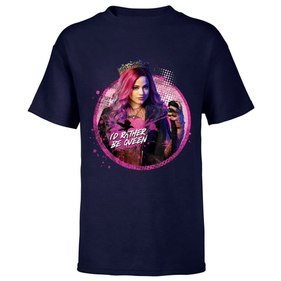 Disney Descendants 3 Audrey I'd Rather Be Queen - Short Sleeve T-Shirt for Kids -Customized-Navy