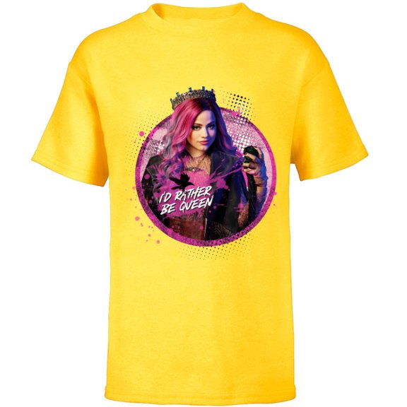 Disney Descendants 3 Audrey I'd Rather Be Queen - Short Sleeve T-Shirt for Kids -Customized-Yellow