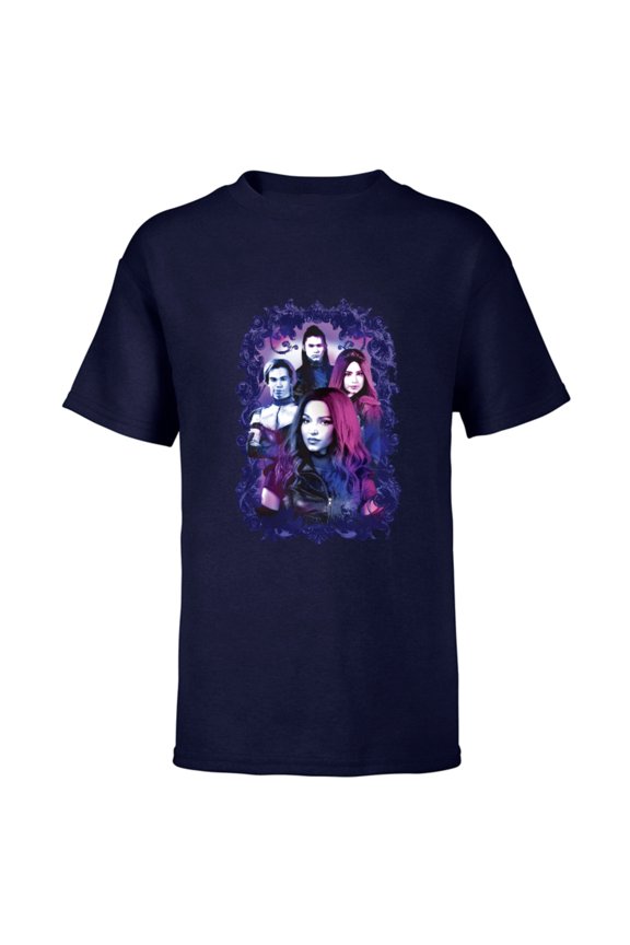 Descendants 3 Carlos, Jay, Mal, and Evie - Short Sleeve T-Shirt for Kids -Customized-Navy