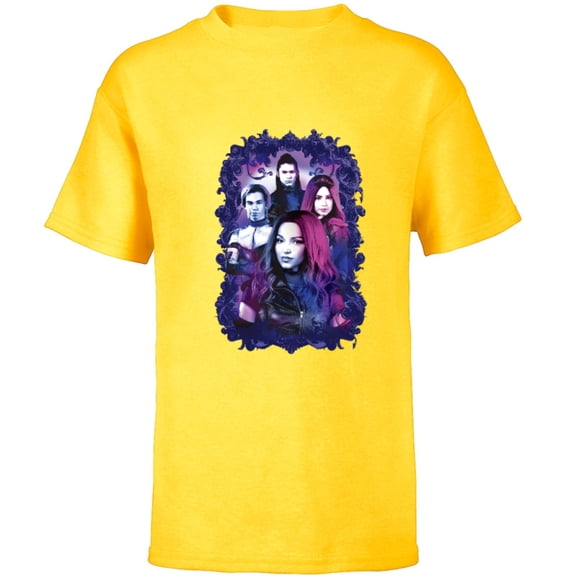 Disney Descendants 3 Carlos, Jay, Mal, and Evie - Short Sleeve T-Shirt for Kids -Customized-Yellow