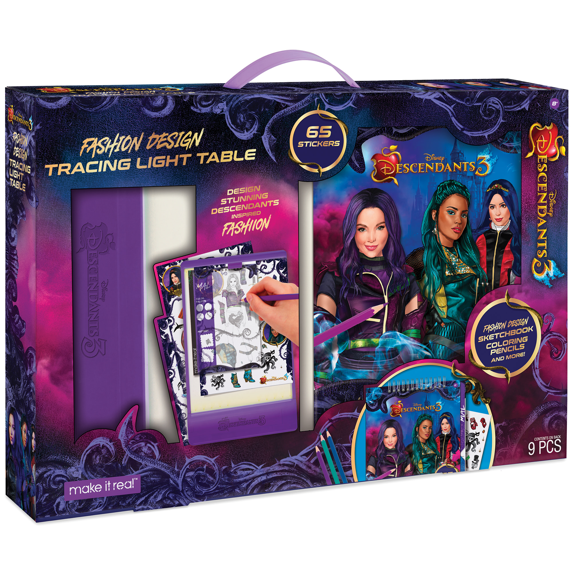 Disney Descendants 3 Fashion Design Coloring Tracing Light Table 9 Piece Set Sketchbook Stickers Tracing Pages Lights Up For Easy Tracing Draw Sketch Create Tweens Girls Kids Ages 8 Walmart