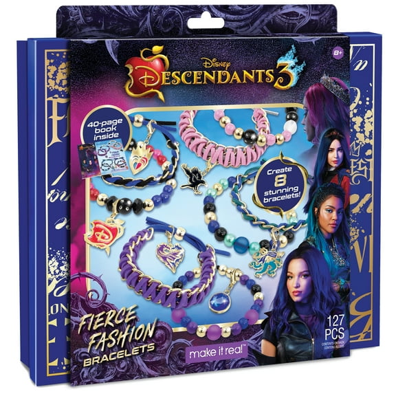 Disney Descendants 3: Fierce Fashion DIY Bracelets Kit - Create 8 Stunning Disney Charm Bracelets, 127 Pieces, Tweens & Girls,  Arts & Crafts, Kids Ages 8+