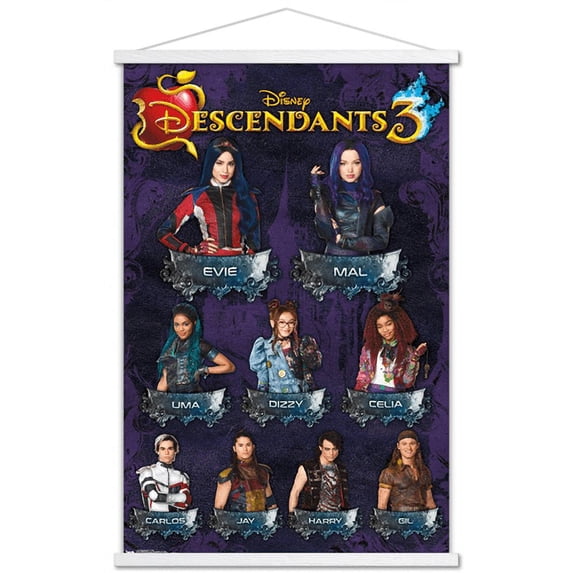 Disney Descendants 3 - Grid Wall Poster with Magnetic Frame, 22.375" x 34"