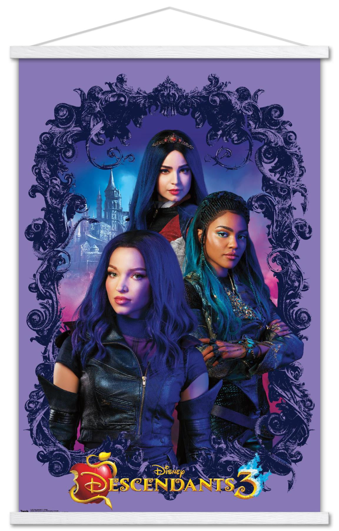 Disney Descendants 3 - Group Wall Poster with Wooden Magnetic Frame,  22.375 x 34