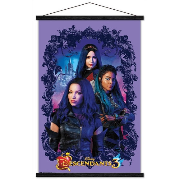 Disney Descendants 3 - Group Wall Poster with Wooden Magnetic Frame, 22.375" x 34"