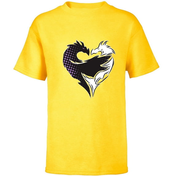 Disney Descendants 3 Mal Heart Dragons Motif - Short Sleeve T-Shirt for Kids -Customized-Yellow