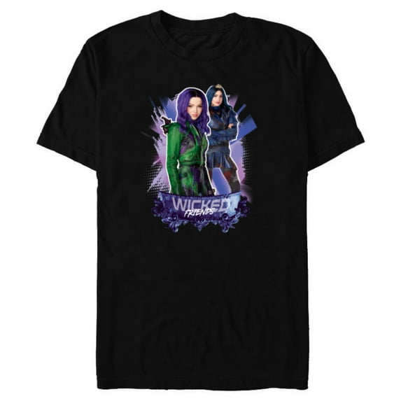 Disney Descendants 3 Mal and Evie Wicked Friends - Short Sleeve Blended T-Shirt for Adults -Customized-Black