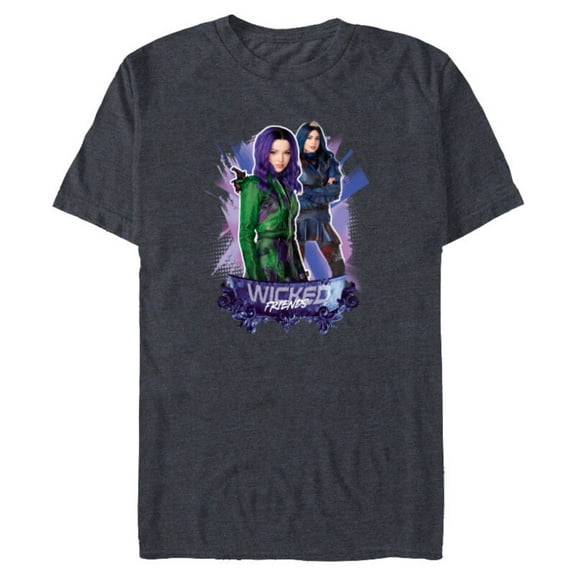 Disney Descendants 3 Mal and Evie Wicked Friends - Short Sleeve Blended T-Shirt for Adults -Customized-Navy Heather