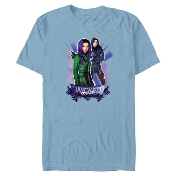 Disney Descendants 3 Mal and Evie Wicked Friends - Short Sleeve Blended T-Shirt for Adults -Customized-Ocean Blue
