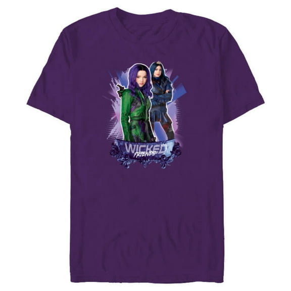 Disney Descendants 3 Mal and Evie Wicked Friends - Short Sleeve Blended T-Shirt for Adults -Customized-Purple
