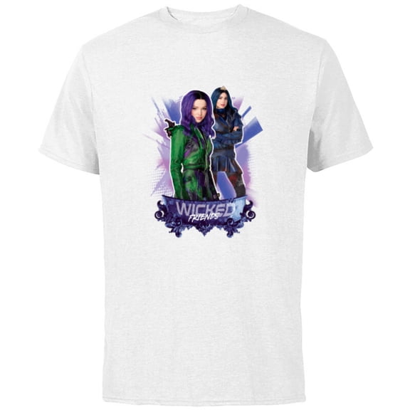 Disney Descendants 3 Mal and Evie Wicked Friends - Short Sleeve Cotton T-Shirt for Adults -Customized-White