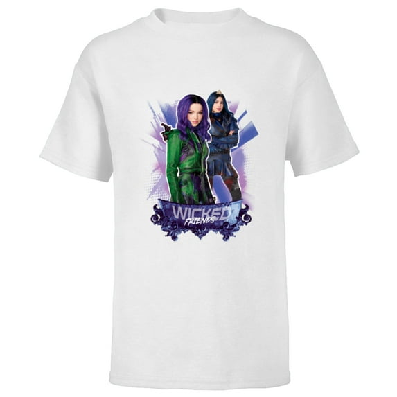 Disney Descendants 3 Mal and Evie Wicked Friends - Short Sleeve T-Shirt for Kids -Customized-White