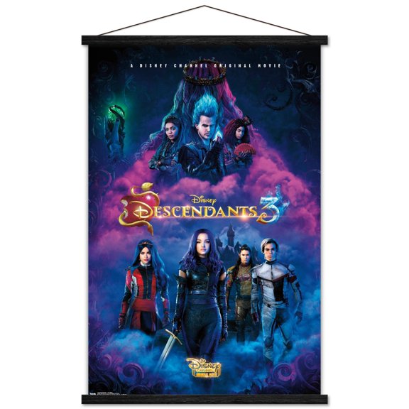 Disney Descendants 3 - One Sheet Wall Poster with Wooden Magnetic Frame, 22.375" x 34"
