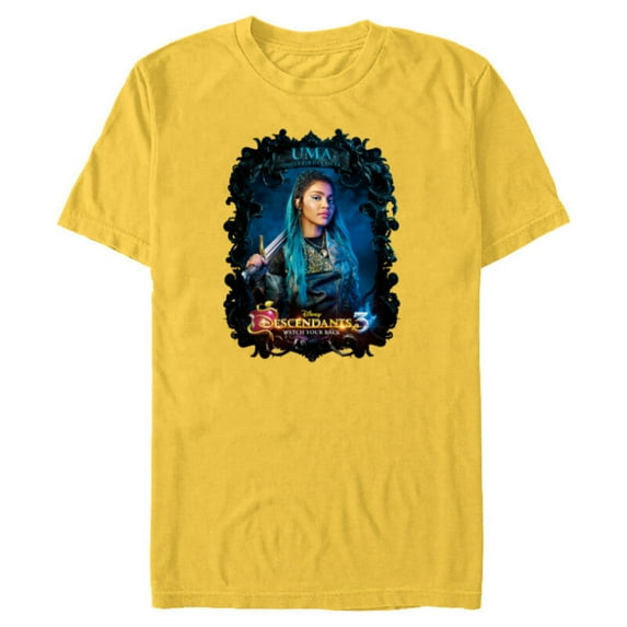 Disney Descendants 3 Uma Watch Your Back - Short Sleeve Blended T-Shirt for Adults -Customized-Yellow