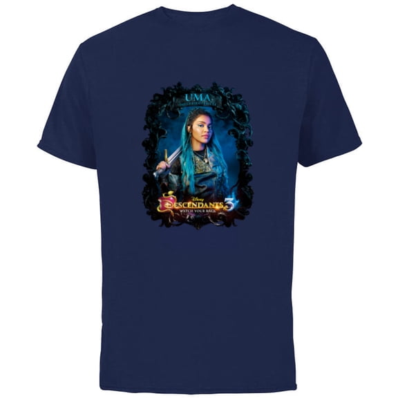Disney Descendants 3 Uma Watch Your Back - Short Sleeve Cotton T-Shirt for Adults -Customized-Navy