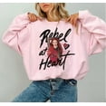 thumbnail image 1 of Disney Descendants 4 The Rise of Red Rebel at Heart Sweatshirt, Disney Villains, Disneyland Family Matching Shirt, Magic Kingdom Tee, Light Pink Color, Size 2XL, 1 of 5