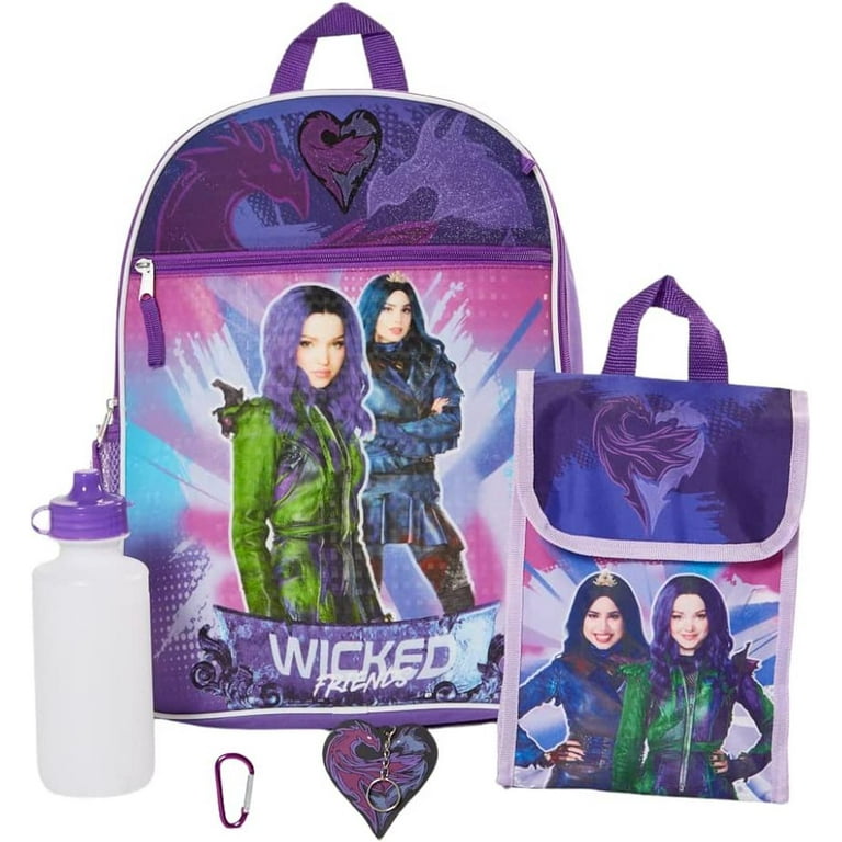 Disney Descendants Girls Backpack with Lunch Bag Water Bottle 5 Piece Set 16 inch